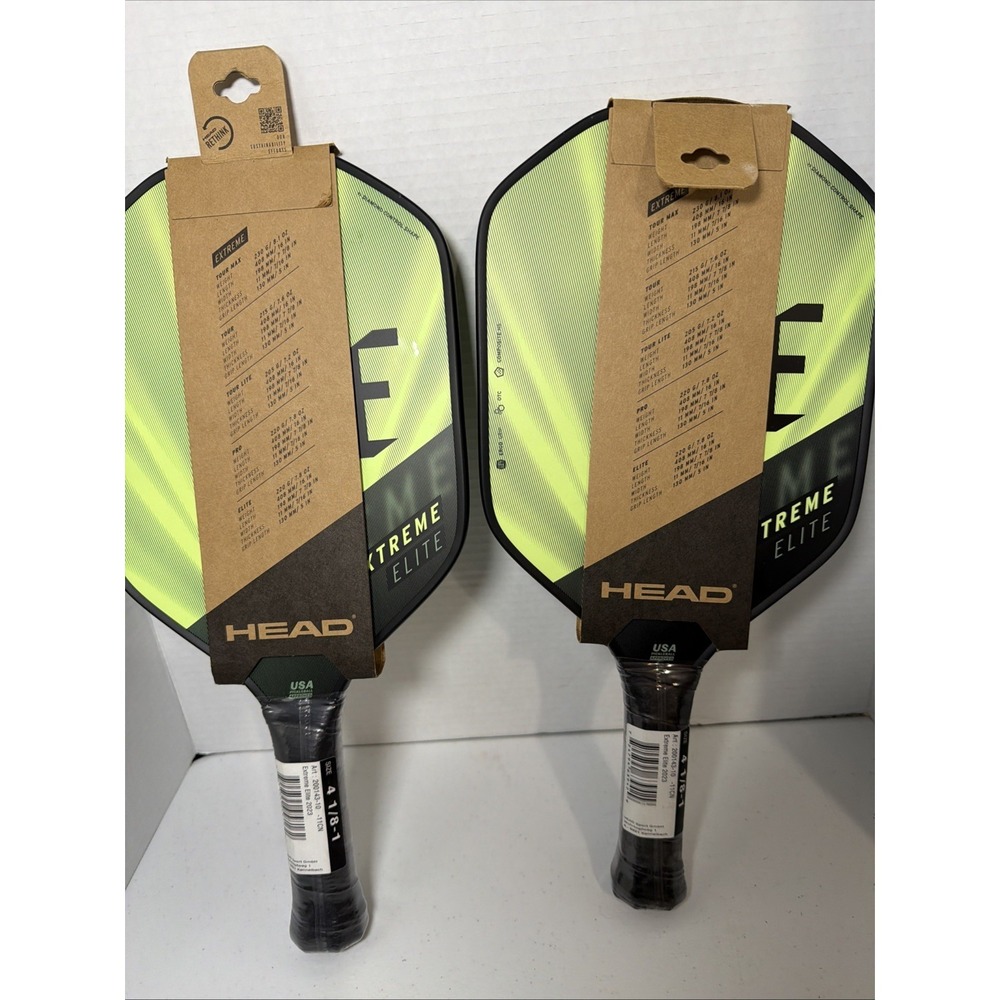 Lot of 2 Head Extreme Elite Pickleball Paddle Green Black 4 1/8"‎ Grip - New
